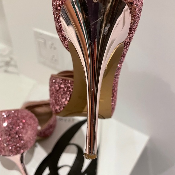 Nine West Pink sparkly peep toe heels with bow - Picture 5 of 16